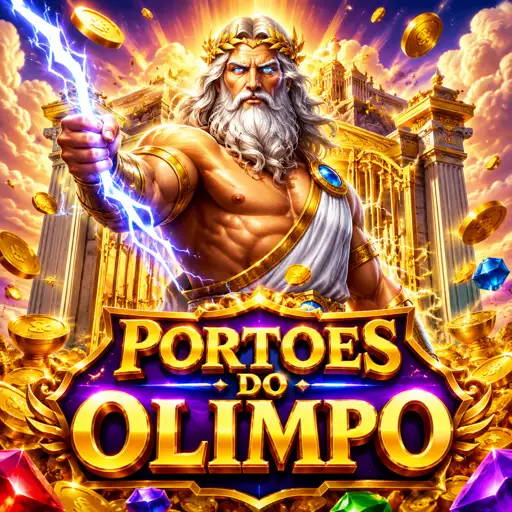 Slot Gates of Olympus com o deus Zeus e símbolos de gemas